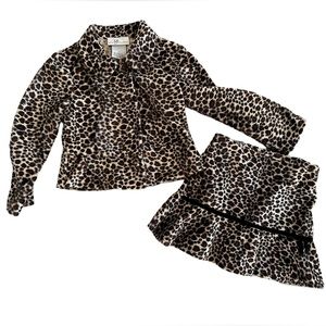 IZ Byer California Toddler Girls size 5 Black & Tan Jacket and Skirt Set Soft